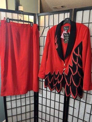 NWT! St Anthony Anthony Sicari Women s Red/Black/Two-piece skirt suit Size 16W