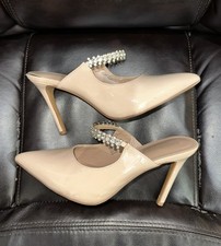 BCBG Generation Hartlee Tan Rhinestone strap bling Stilettos heels Size 8