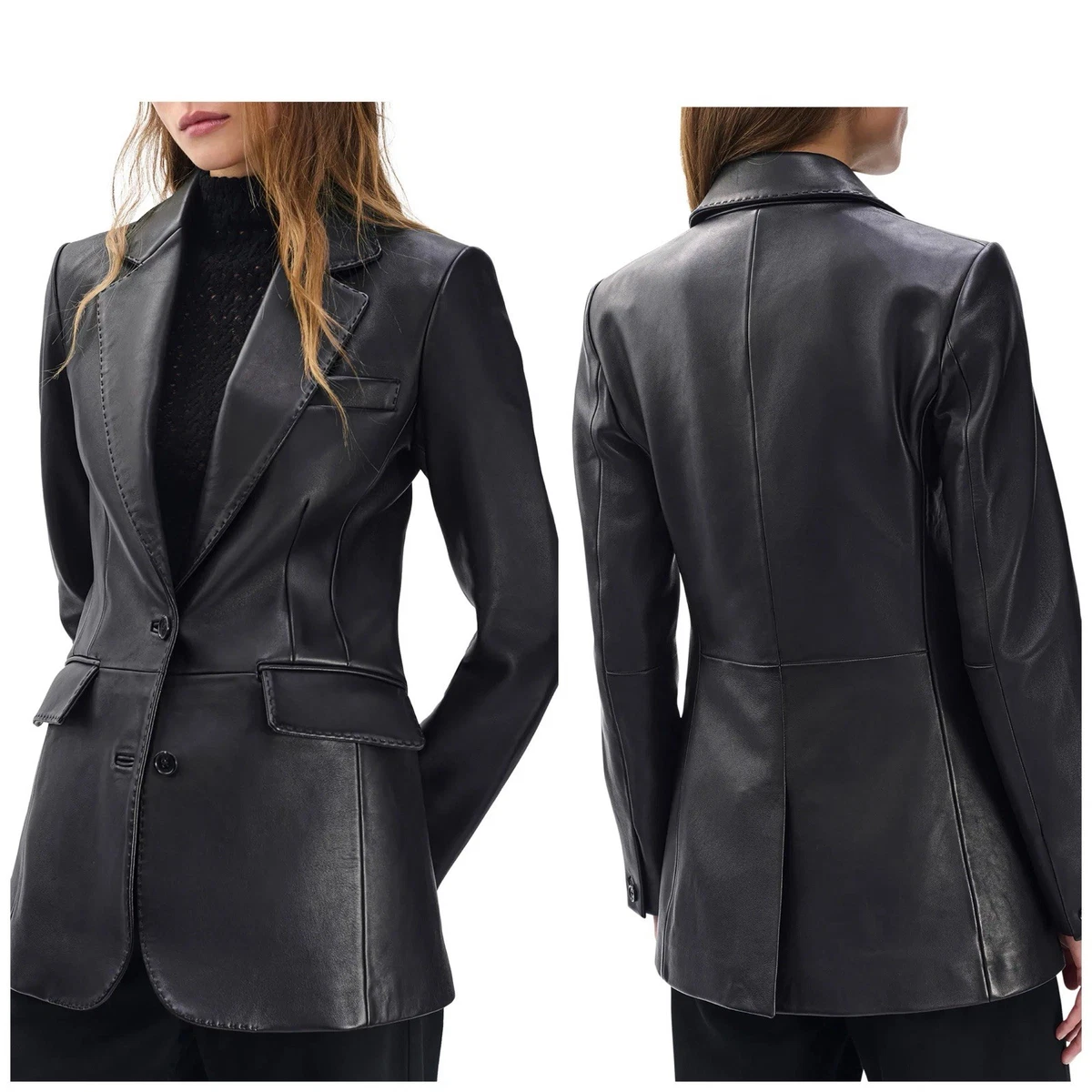 rag & bone Leather Outer Shell Black Coats, Jackets & Vests for