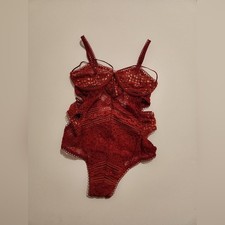 For love and lemons Red lace bodysuit with gold clasp Size XS