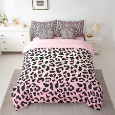 Feelyou Pink Leopard Bedding Set All Season Cheetah 7 Pieces Comforter Sets
