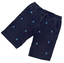 Brooks Brothers Fleece Boys Bermuda Shorts 8 Blue Corduroy Sailboats Embroidery