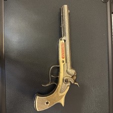 Vintage 1950's Hubley Pirate Toy Pistol Double Barrel Cast Iron 9" Cap Gun