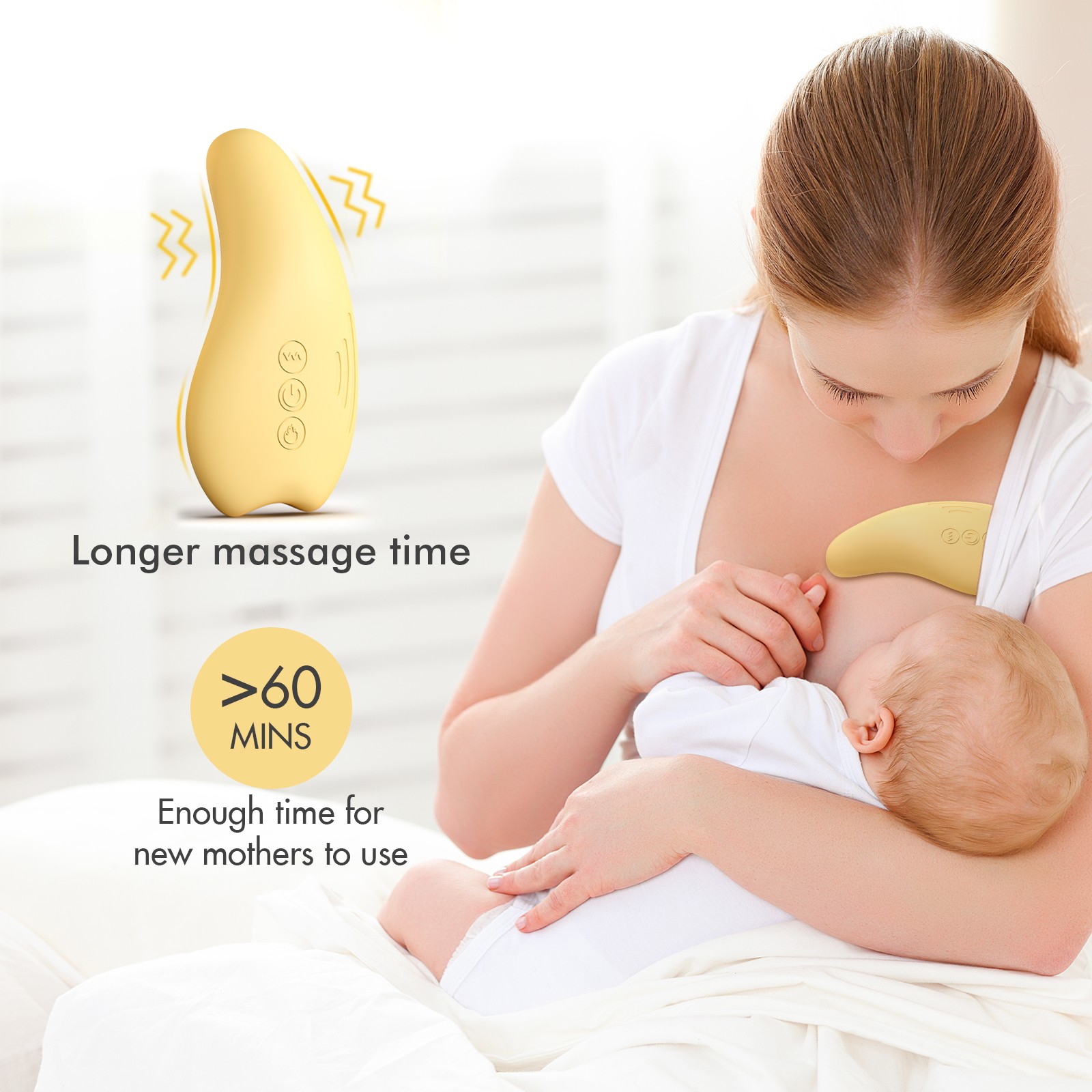 1-Warming Lactation Massager 2-in-1 Soft Breast Massager For Breastfeeding QEXT
