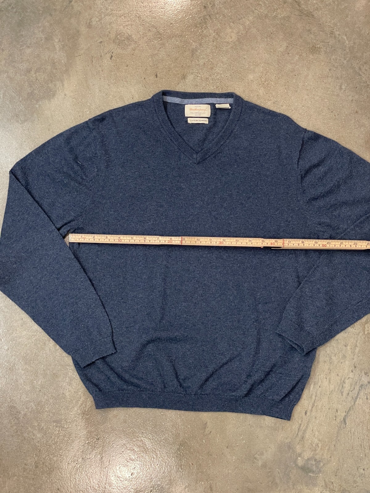 Vintage Weatherproof Sweater Mens L Blue V Neck Cotton Cashmere Knit Preppy Soft thumbnail 7