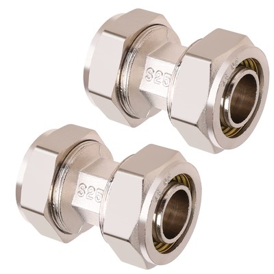 2PCS 3/4   Union Compressed Air Line Fittings, 3/4   x 3/4   Piping, Brass-Ni...