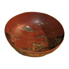Beautiful Antique Japanese Lacquer Saki Cup/Dish Red and Gold Painted, Late Edo