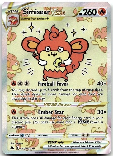 Simisear VSTAR SWSH: Crown Zenith: Galarian Gallery #GG37/GG70 Pokemon TCG NM