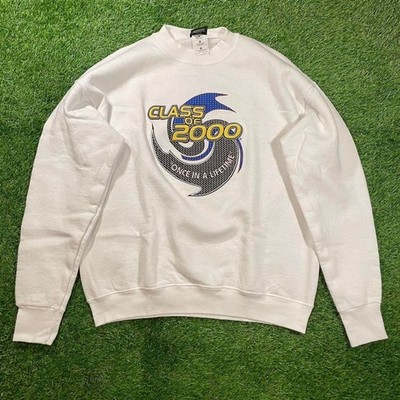 Y2K retro class of 2000 white crewneck sweatshirt size L 50/50 cotton blend 