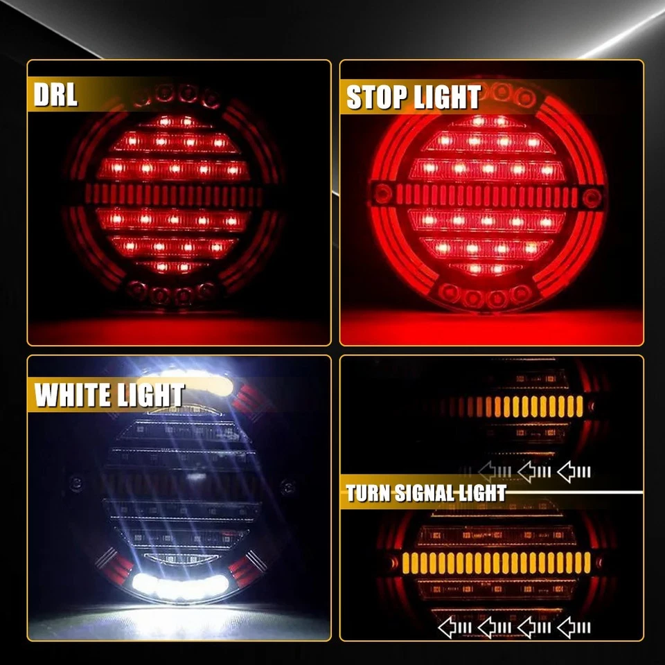 4PC 5.5"inch Round LED Truck Trailer Stop Turn Tail Brake Lights Waterproof LED - Image 4 of 4