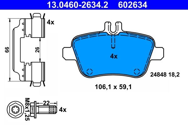 Bremsbelagsatz Scheibenbremse Hinten Ate 130460 26342 FÜR Mercedes BremsbelÄGe-image