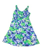 LAUREN RALPH LAUREN Bright Colorful Floral Sleeveless Flair Dress Size 14 Easter