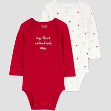 Carter  s Baby Valentine Bodysuits Newborn or 12 mon My First Valentines Day 2Pk