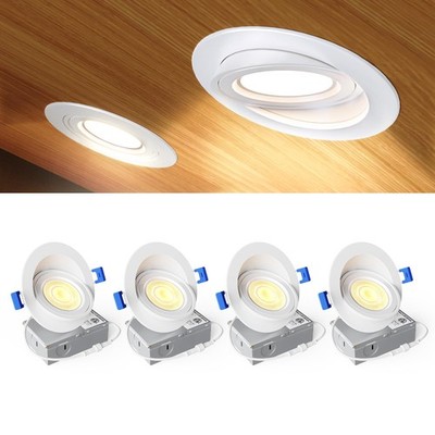 4 Pack 4 inch Gimbal Led Recessed Light, 5CCT 2700K-5000K, 360°+90° Adjustabl...