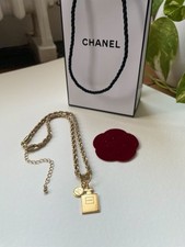 Gold Tone Necklace with Chanel Holiday Bottle Charm DIY Repurposed Charm & Bag