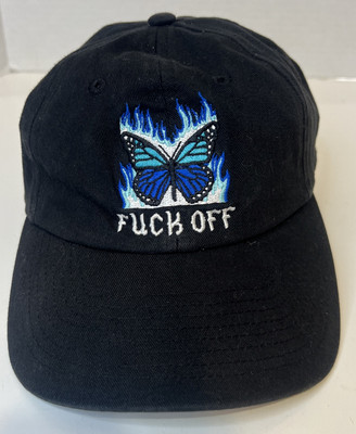 Spencer s F**K OFF Butterfly Hat/Cap Black Strapback 100% Cotton OSFM Adjustable