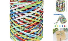 Colored 262 Feet Raffia Paper Ribbon, 6 262 Ft Multi-color Red Green Blue