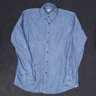 Peter Millar Denim Chambray Button Down Shirt Mens Medium Blue Stretch Cotton