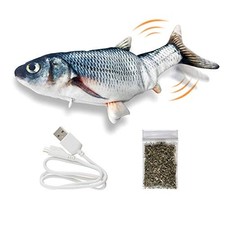 Moving Cat Kicker Fish Toy, Realistic Flopping, Wiggle Unique, White