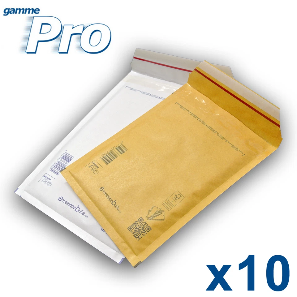 Lot de 10 enveloppes bulles PRO - 10 formats au choix - blanches ou marron - Photo 1/1