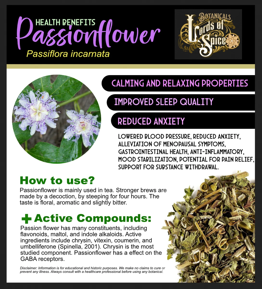 Organic Passionflower Tea For Anxiety Relief - Whole Leaf Dried Passiflora Herb - 100g Pack Of 1 - View #10