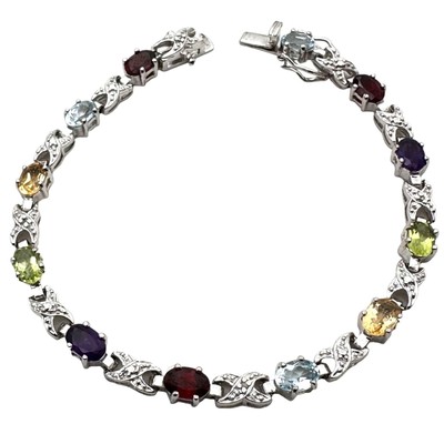 Ross Simons Damen Armband Tennis Multi Edelstein Sterling Silber Geschenkidee