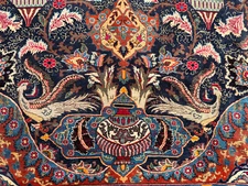 9x12 ANTIQUE BLUE RUG VINTAGE ORIENTAL HAND-KNOTTED handmade navy worn old 10x13