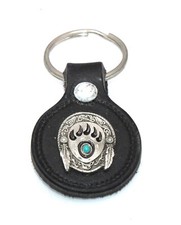 Western Jewelry Bear Claw Turquoise Keychain Made in USA - 1.5 Inches Across