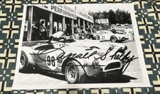 RACING 1960'S COBRAS POWERED BY FORD PHOTO WITH HUGE CARROLL SHELBY SIGNATURE!!