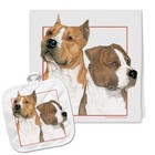 American Staffordshire Terriers Kitchen Dish Towel and Pot Holder Gift Set