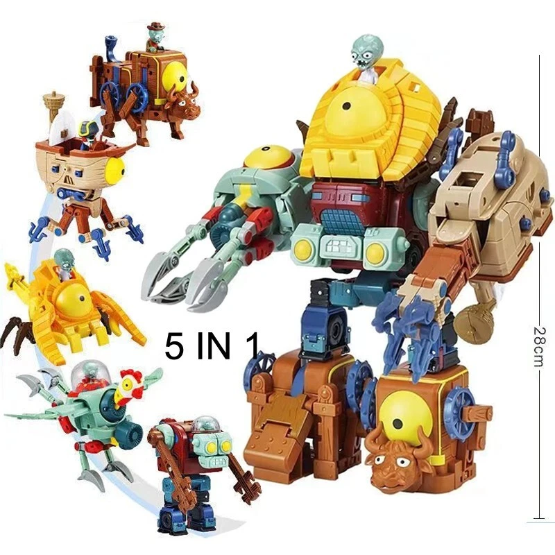 Figura de acción 5 en 1 Plantas vs Zombies BOSS ROBOT juguete niños muñeca conjunto modelo regalo Foto 4 de 4