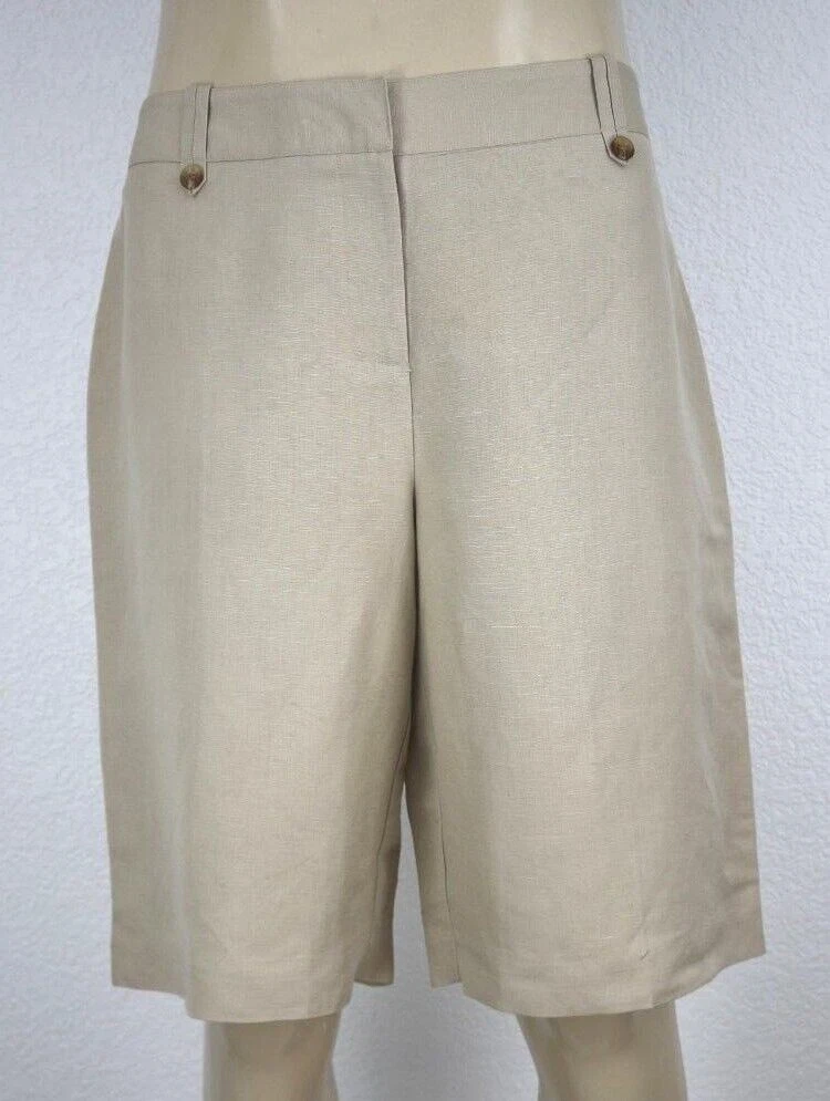 NWOT Charter Club Allison Fit Women's Linen Blend Shorts Size 16