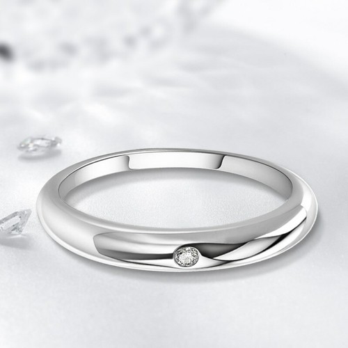 3.4mm Width Smooth Band 925 Silver Womens Wedding 2.1mm Round CZ Ring Size 4-9.5 - Picture 9 of 14