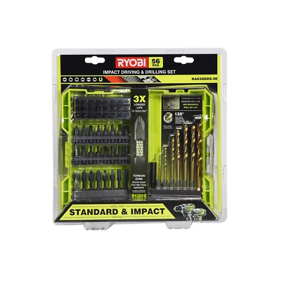 56 PIECE RYOBI IMPACT DRILL DRIVER BIT Kit Set Combo Titanium