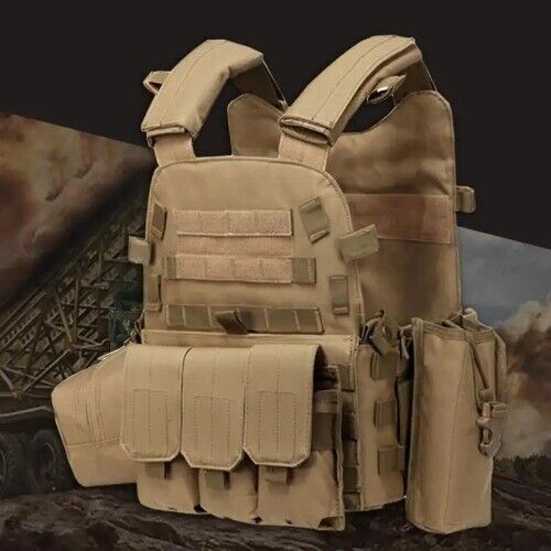 Plate Carrier Vest Tactical Vest Nylon Molle WebbedGear Body Armor HuntingCombat - Picture 1 of 30