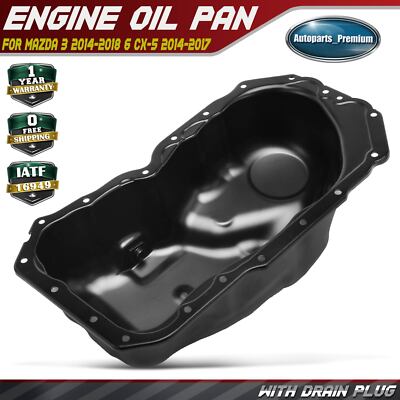 Engine Oil Pan with Drain Plug for Mazda 3 2014-2018 6 CX-5 2014-2017 L4 2.5L