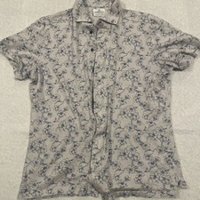 Emanuel Berg Mens Floral Modern Fit Cuff Short Sleeves size Large