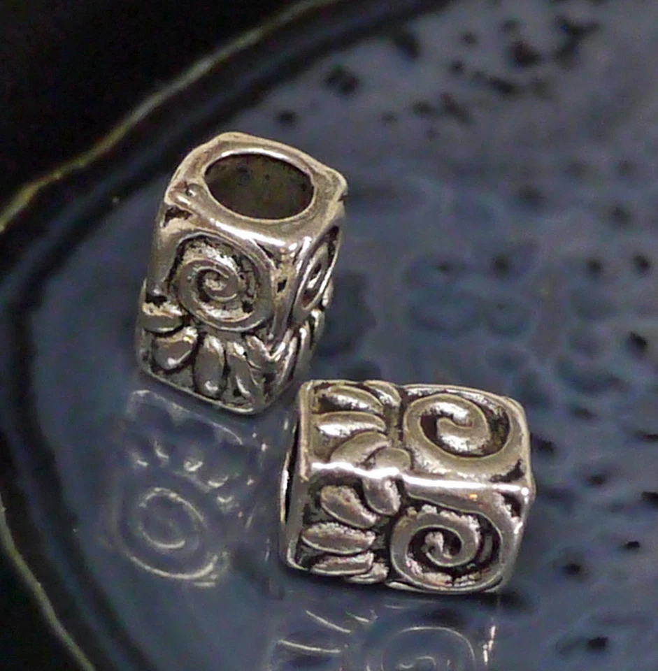 2x Bart Perle Bartperle Bartschmuck Bartring  ZINN Loch4 mm + Bartgummi schwarz - Bild 2 von 3