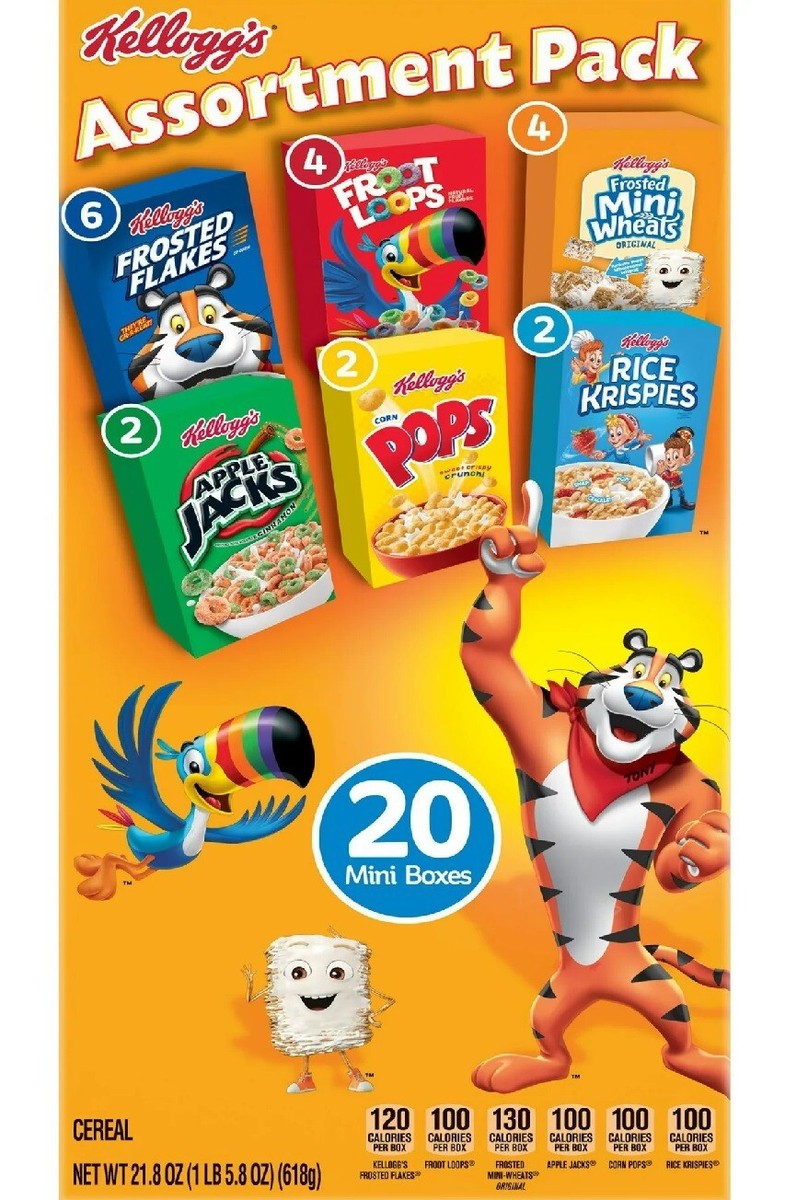Kellogg's Assortment Pack Variety Pack Cold Breakfast Cereal, 21.8