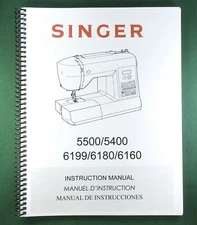 Singer 5500 5400 6199 6180 6160 Instruction Manual: 64 Pages & Protective Covers