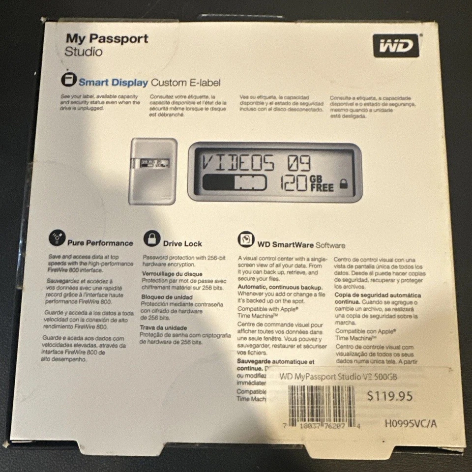 WD My Passport Studio Hard Drive Custom E-label 500GB #WDBAAE5000ASL-NESN New - Image 2 of 3