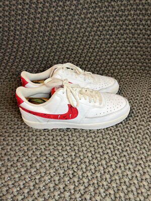 Nike Court Vision Low Swoosh Print Red White Sneakers Shoes  display picture 2