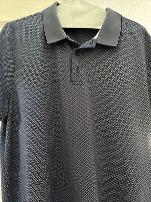 New Perry Ellis Golf Polo Shirt Mens Patterned Blue Cotton Poly