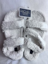 RACHEL ROY FAUX FUR SLIPPER/SLIDES SIZE 10 INDOOR/OUTDOOR OUTSOLE SPRING FOAM.