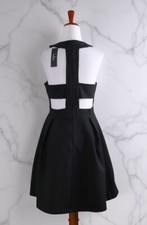 LULUS NWT Solid Black Ponte Stretch A-Line Cut Out Pleated Dress Size Medium