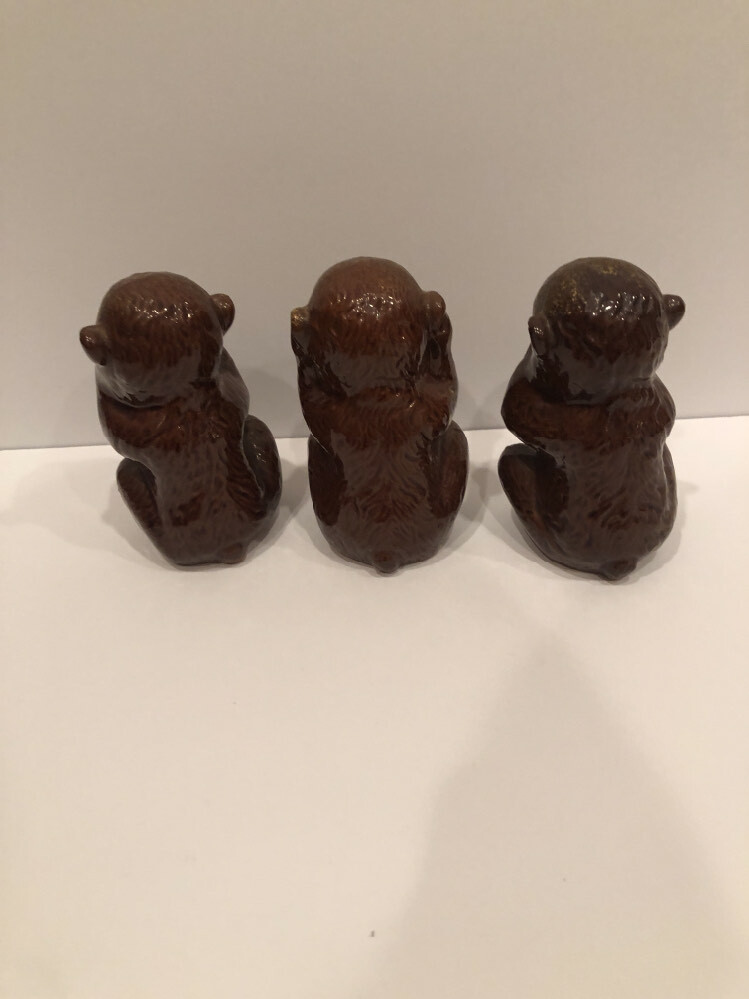 Three Vintage Ceramic Monkeys Japan See No Evil Speak No Evil Hear