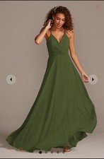 David  s Bridal Celebrate DB Studio Spaghetti Strap Full Skirt Gown Martini Olive