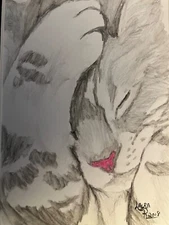 Original Watercolor - Sleeping Kitty