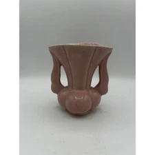 Vintage 1940s Art Deco Vase Pink Ceramic Double Handle Bud Vase Home Decor