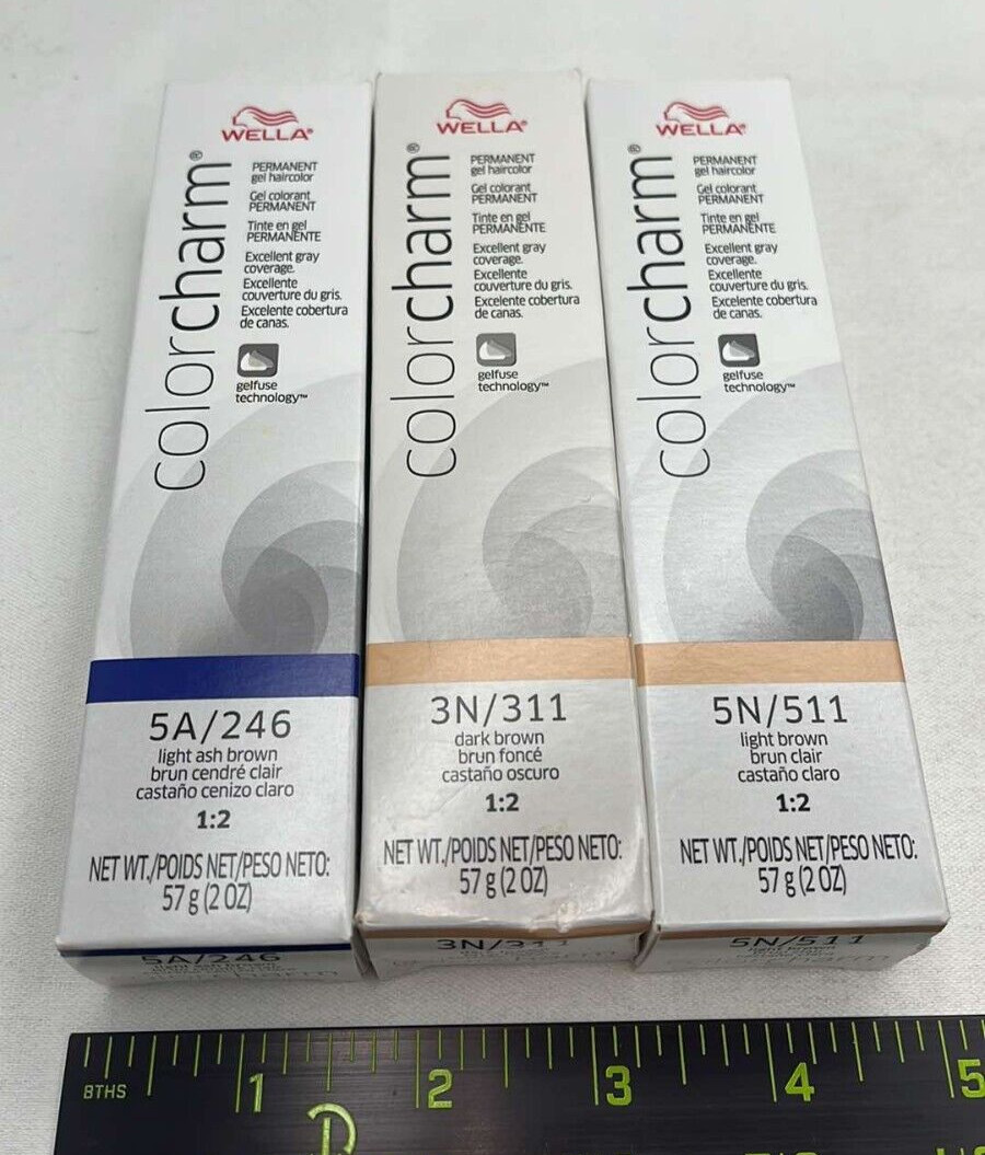 Charm Permanent Gel Hair Color 3n/311, 5n/511, 5a/246 Brown Lot